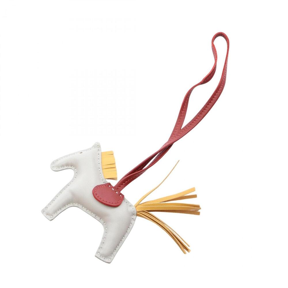 Hermes Rodeo PM Blue Glacier Curry Rouge H Charm Accessory Agneau Milo Women'...